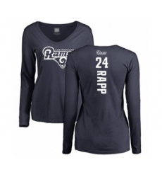 Football Women's Los Angeles Rams #24 Taylor Rapp Navy Blue Backer Slim Fit Long Sleeve T-Shirt