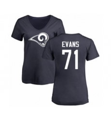 Football Women's Los Angeles Rams #71 Bobby Evans Navy Blue Name & Number Logo Slim Fit T-Shirt