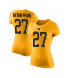 Women's Los Angeles Rams #27 Darrell Henderson Gold Rush Pride Name & Number T-Shirt