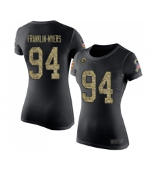 Women's Los Angeles Rams #94 John Franklin-Myers Black Camo Salute to Service T-Shirt