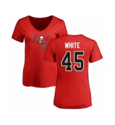 Football Women's Tampa Bay Buccaneers #45 Devin White Red Name & Number Logo T-Shirt
