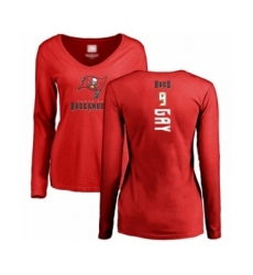 Football Women's Tampa Bay Buccaneers #9 Matt Gay Red Backer Long Sleeve T-Shirt