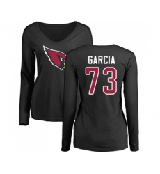 Football Women's Arizona Cardinals #73 Max Garcia Black Name & Number Logo Long Sleeve T-Shirt