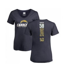 Football Women's Los Angeles Chargers #58 Thomas Davis Sr Navy Blue Backer T-Shirt