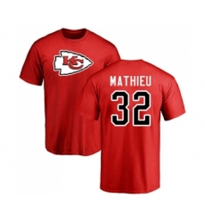 Football Kansas City Chiefs #32 Tyrann Mathieu Red Name & Number Logo T-Shirt