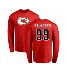 Football Kansas City Chiefs #99 Khalen Saunders Red Name & Number Logo Long Sleeve T-Shirt