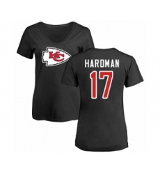 Football Women's Kansas City Chiefs #17 Mecole Hardman Black Name & Number Logo Slim Fit T-Shirt