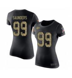 Football Women's Kansas City Chiefs #99 Khalen Saunders Black Camo Salute to Service T-Shirt