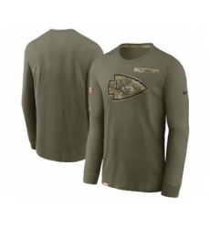 Men's Kansas City Chiefs Football Olive 2021 Salute To Service Performance Long Sleeve T-Shirt