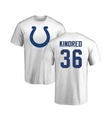 Football Indianapolis Colts #36 Derrick Kindred White Name & Number Logo T-Shirt