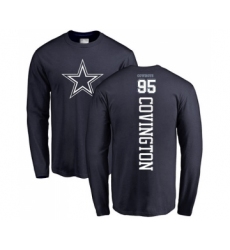 Football Dallas Cowboys #95 Christian Covington Navy Blue Backer Long Sleeve T-Shirt