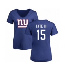 Football Women's New York Giants #15 Golden Tate III Royal Blue Name & Number Logo T-Shirt