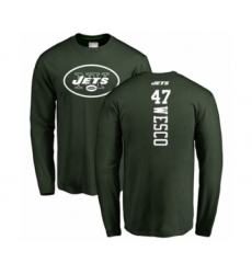 Football New York Jets #47 Trevon Wesco Green Backer Long Sleeve T-Shirt
