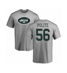 Football New York Jets #56 Jachai Polite Ash Name & Number Logo T-Shirt