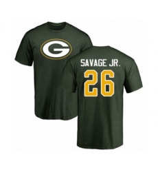 Football Green Bay Packers #26 Darnell Savage Jr. Green Name & Number Logo T-Shirt