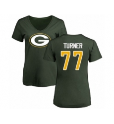 Football Women's Green Bay Packers #77 Billy Turner Green Name & Number Logo T-Shirt
