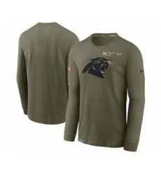 Men's Carolina Panthers Football Olive 2021 Salute To Service Performance Long Sleeve T-Shirt