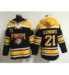 Men's Pittsburgh Pirates #21 Roberto Clemente Retired Player Alternate Black MLB Hoodie