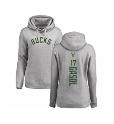 Basketball Women's Milwaukee Bucks #17 Pau Gasol Ash Backer Pullover Hoodie