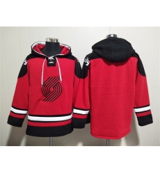 Men's Portland Trail Blazers Blank Red Lace-Up Pullover Hoodie