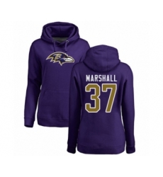 Football Women's Baltimore Ravens #37 Iman Marshall Purple Name & Number Logo Pullover Hoodie