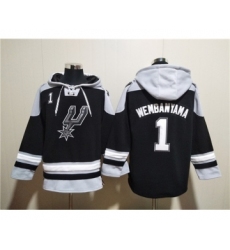 Men's San Antonio Spurs #1 Victor Wembanyama Black Ageless Must-Have Lace-Up Pullover Hoodie