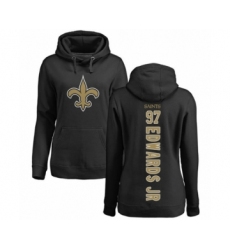 Football Women's New Orleans Saints #97 Mario Edwards Jr Black Backer Pullover Hoodie