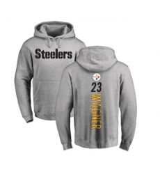 Football Pittsburgh Steelers #23 Mike Wagner Ash Backer Pullover Hoodie