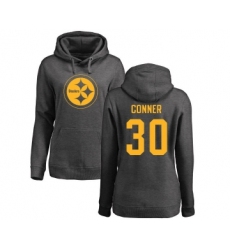 Football Women's Pittsburgh Steelers #30 James Conner Ash One Color Pullover Hoodie