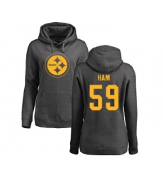 Football Women's Pittsburgh Steelers #59 Jack Ham Ash One Color Pullover Hoodie