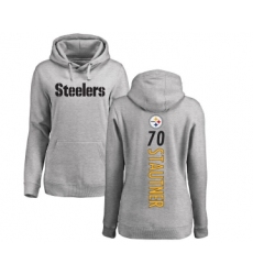 Football Women's Pittsburgh Steelers #70 Ernie Stautner Ash Backer Pullover Hoodie