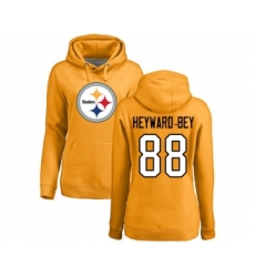 Football Women's Pittsburgh Steelers #88 Darrius Heyward-Bey Gold Name & Number Logo Pullover Hoodie
