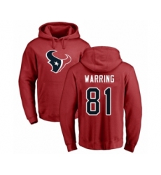 Football Houston Texans #81 Kahale Warring Red Name & Number Logo Pullover Hoodie