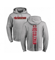 Football San Francisco 49ers #26 Tevin Coleman Ash Backer Pullover Hoodie