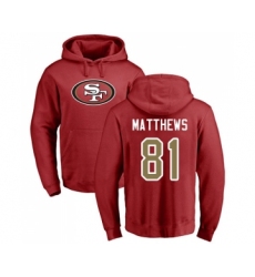 Football San Francisco 49ers #81 Jordan Matthews Red Name & Number Logo Pullover Hoodie