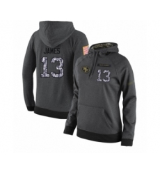 Football Women's San Francisco 49ers #13 Richie James Stitched Black Anthracite Salute to Service Player Performance Hoodie
