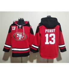 Men's San Francisco 49ers #13 Brock Purdy Red Black Ageless Must-Have Lace-Up Pullover Hoodie