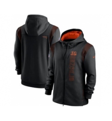 Men's Cincinnati Bengals 2021 Black Sideline Team Performance Full-Zip Hoodie