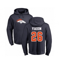 Football Denver Broncos #26 Isaac Yiadom Navy Blue Name & Number Logo Pullover Hoodie