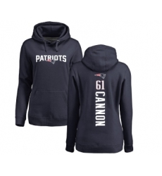 Football Women's New England Patriots #61 Marcus Cannon Navy Blue Backer Pullover Hoodie