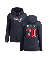 Football Women's New England Patriots #70 Adam Butler Navy Blue Name & Number Logo Pullover Hoodie