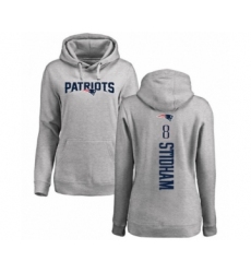 Football Women's New England Patriots #8 Jarrett Stidham Ash Backer Pullover Hoodie