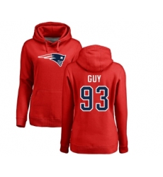 Football Women's New England Patriots #93 Lawrence Guy Red Name & Number Logo Pullover Hoodie
