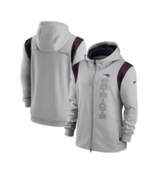 Men's New England Patriots 2021 Gray Sideline Team Performance Full-Zip Hoodie
