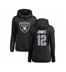 Football Women's Oakland Raiders #12 Zay Jones Black Name & Number Logo Pullover Hoodie