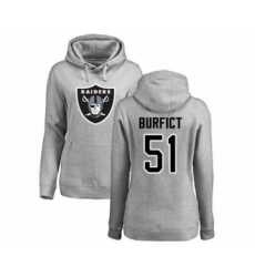 Football Women's Oakland Raiders #51 Vontaze Burfict Ash Name & Number Logo Pullover Hoodie