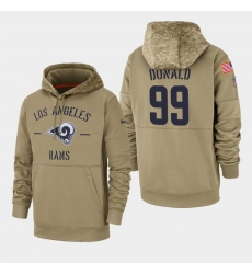 Men's Los Angeles Rams #99 Aaron Donald 2019 Salute to Service Sideline Therma Pullover Hoodie - Tan