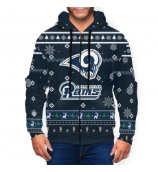 Rams Team Christmas Ugly Men's Zip Hooded Sweatshirt