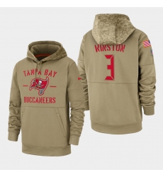 Men's Tampa Bay Buccaneers #3 Jameis Winston 2019 Salute to Service Sideline Therma Pullover Hoodie - Tan
