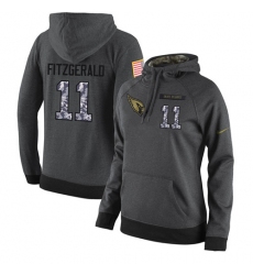 NFL Women Nike Arizona Cardinals #11 Larry Fitzgerald Stitched Black Anthracite Salute to Service Player Performance Hoodie